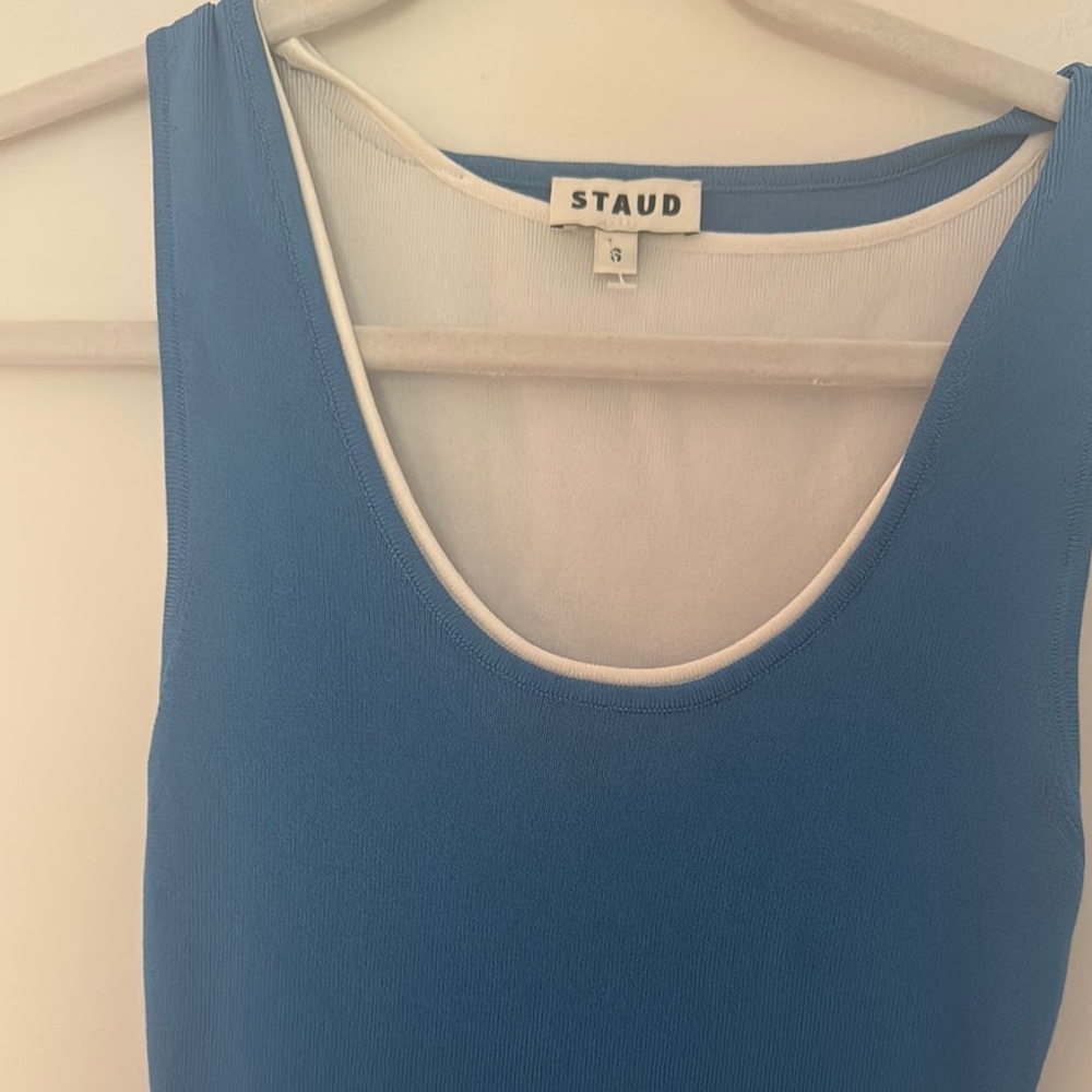 STAUD Blue and Green color block dress - Picture 5 of 7